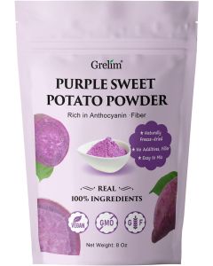Grelim Premium Purple Sweet Potato Powder - 8 Oz, Gluten Free, Vegan, Non-GMO Natural Ube Powder