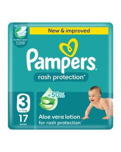 Rash Protection Taped Diapers, Size 3, 6-10kg, Carry Pack, 17 Count