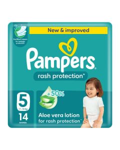 Rash Protection Taped Diapers, Size 5, 11-16kg, Carry Pack, 14 Count