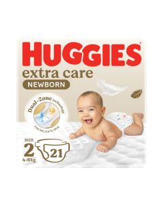 Huggies Extra Care Newborn Baby Diapers, Size 2 (4-6 kg), Carry Pack, 21 Diapers