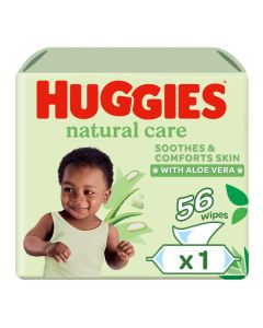 Huggies Natural Baby Wipes, Aloe Vera Wipes, 1 Pack x 56 Wipes