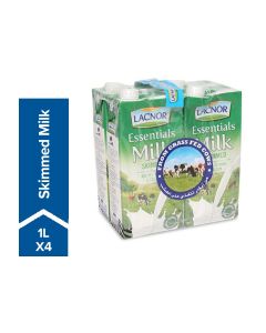 Long Life Milk Skimmed Plain 1Liters Pack of 4