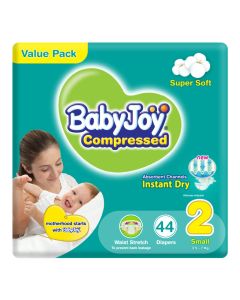 Compressed Diamond Pad Diaper, Size 2, Small, 3.5-7 Kg, Value Pack, 44 Diapers