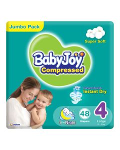 Compressed Diamond Pad Diaper, Size 4, Large, 10-18 Kg, Jumbo Pack, 48 Diapers