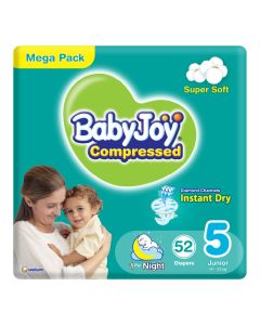 Compressed Diamond Pad Diaper, Size 5, Junior, 14-23 Kg, Mega Pack, 52 Diapers