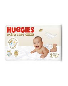 Huggies Extra Care Newborn Baby Diapers, Size 2 (4-6 kg), Jumbo Pack, 64 Diapers