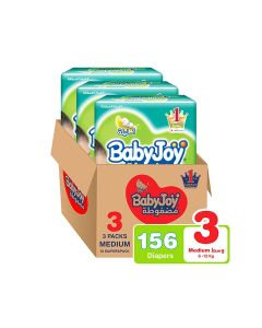 Baby Diapers, Size 3, 6 - 12 Kg, 156 Count (52 x 3) - Medium, Breathable Material, Compressed, Cotton Touch
