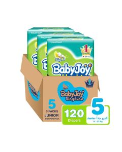 Baby Diapers, Size 5, 14 - 23 Kg, 120 Count (40 x 3) - Junior, Cotton Touch