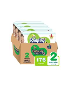 Baby Diapers, Size 2, 3.5 - 7 Kg, 176 Count (44 x 4) - Compressed, Breathable Material
