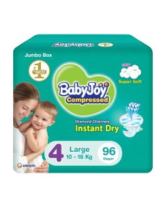 Compressed Diamond Pad Diaper, Size 4, Large, 10-18 Kg, Jumbo Box, 96 Diapers