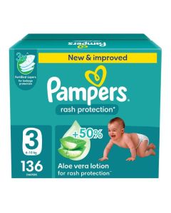 Aloe Vera Taped Diapers Size 3 Mega Box 136 Count
