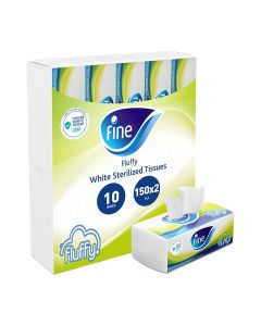 Facial Tissue Soft Pack 130 Sheets X 2 Ply, Bundle Of 10 Fluffy Sterilized Tissues For Germ Protection White