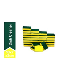 Double Faced Washing Scrub 30 Sponge Pad Yellow/Green 10x7x3cm