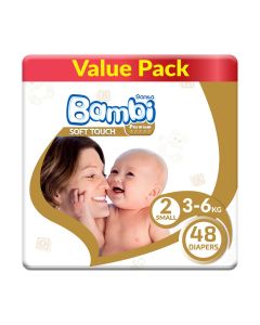 Size 2, Small, 3-6 Kg, Value Pack, 48 Diapers