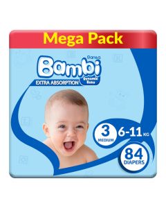 Size 3, Medium, 6-11 Kg, Mega Pack, 84 Diapers