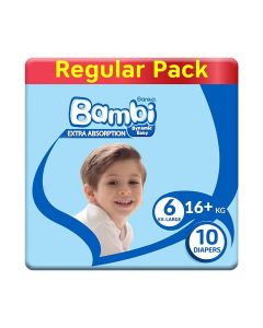 Baby Diapers, Size 6, 16+ Kg, 10 Count - XX Large, Regular Pack, Now Thinner And More Absorbent