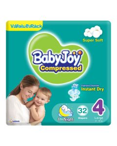 Compressed Diamond Pad Diaper, Size 4, Large, 10-18 Kg, Value Pack, 32 Diapers