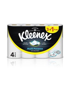 Multi Purpose Kitchen Tissue Paper Towel, 2 PLY, 4 Rolls x 90 Sheets, Absorbent Towels for all Surfaces White