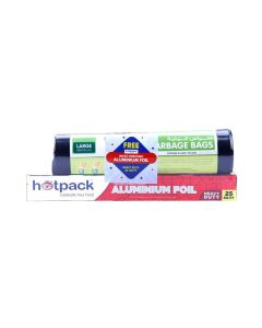Hotpack Garbage Bag Roll, 80 X 110 cm, 15 Bags + Aluminium Foil, 25 Sq. Ft Black 80x110cm