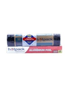 Hotpack Garbage Bag Tie Roll, 15 Pieces, 75 X 103 cm + Aluminium Foil, 25 Sq. Ft Black 75x103cm