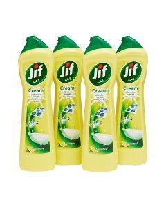 Pack of 4 Cream Cleaner With Micro Crystals Technology Lemon Eliminates Grease Burnt Food And Limescale Stains 500ml