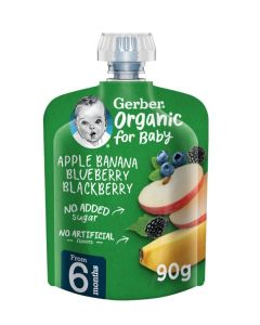 Organic Apple, Banana, Blueberry And Blackberry Pouch Puree 90grams