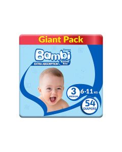 Baby Diapers Giant Pack Size 3, Medium, 6-11 KG, 54 Count