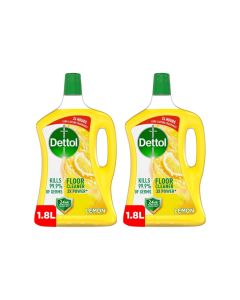 Dettol Antibacterial Floor Cleaner Lemon Scent, 1.8L x 2 Yellow 1.8x1.8Liters