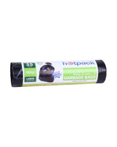 Hotpack Garbage Bag Roll, 80X110 cm, 15 Pieces, 55 Gallon Black 80x110cm