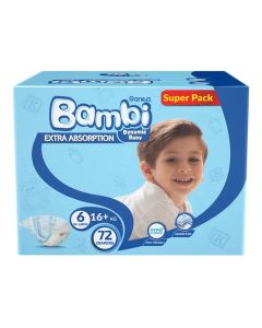 Baby Diapers Super Pack Size 6, XX Large +16 KG, 72 Count