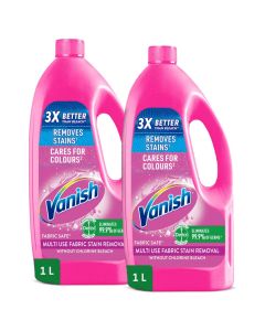 Vanish Liquid Fabric Stain Remover 1L+1L FREE - Coloured & White Clothes pink 1Liters