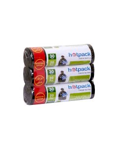 HOTPACK, Strong & Bio-Degradable Heavy Duty Disposable Garbage 20 Pcs, 65cm x 95cm, Pack 3, OPGBR6595X3PKT Black 65x95cm