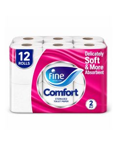Comfort Toilet Paper 2 Ply, 12 Rolls x 180 Sheets White