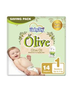 Olive Tape Diaper, Size 1, Newborn, 0-4 Kg, Saving Pack, 14 Diapers