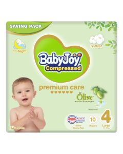 Olive Tape Diaper, Size 4, Large, 10-18 Kg, Saving Pack, 10 Diapers