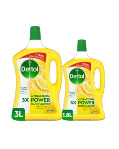 Dettol Antibacterial Floor Cleaner Lemon Scent, 3L + 1.8L 4.8Liters