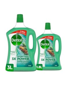 Dettol Antibacterial Floor Cleaner Pine Scent, 3L + 1.8L 4.8Liters