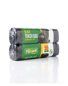 Packwell Trash Bag Garbage Bag Black Strong & Bio-Degradable Heavy Duty Disposable Garbage 15 Pcs 80x110 cm Pack Of 2 Pcs Roll Black