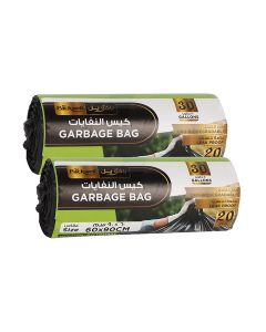 Packwell Trash Bag Garbage Bag Strong & Bio-Degradable Heavy Duty Disposable Garbage 20 Pcs 60x90 cm Pack of 2 Roll Black