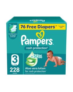 Rash And Leakage Protection Size 3 6-10kg Taped Diapers With Aloe Vera Lotion Super Saver Box - 228 Count