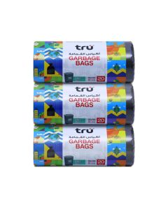 Pack of 3 - Garbage Bags Compact Roll Black, 50 Gallon Mid-Large (Household bags), 75x103cm - 20 Bags x 3 black
