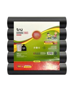 Garbage Bags Roll 30Gallon Heavy Duty (30pc x 5 Rolls) 150Bags - Black