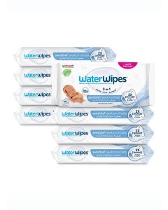 WaterWipes Sensitive+ Newborn & Baby Wipes, 480 Count (8 Packs), 3-In-1 Cleans, Cares, Protects, 99.9% Water, Unscented