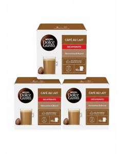 Dolce Gusto Cafe Au Lait Decaffeinato 16 Coffee Capsules Unflavoured 480grams Pack of 3