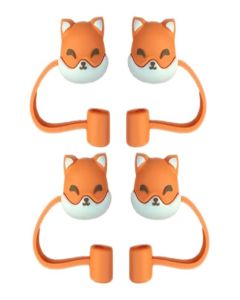 4PC Foxes Straw Cover for Stanley 40&30 Oz Cup, 8mm Silicone Straw Covers Cap for Stanley Cup Accessories, Cute Topper for Tumblers, Cap Stopper for Reusable Straws Tip Lids