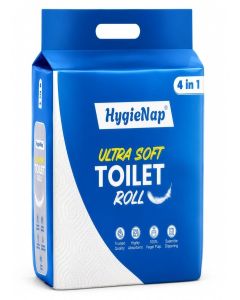 HygieNap Ultra Soft 2-Ply Toilet Paper Rolls, Pack of 4, 350 Sheets per Roll, 100% Virgin Pulp, Soft Toilet Tissue Rolls, Highly Absorbent Bathroom Tissue, Eco-Friendly & Biodegradable