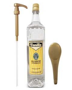 Starbucks Syrup Vanilla 33 OZ Bottle For Coffee And Tea with Gold Coffee Syrup Pump