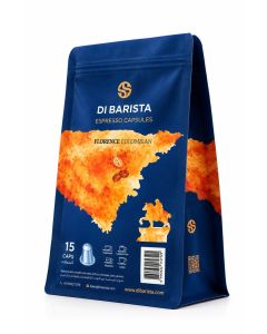 Di Barista Florence Coffee Capsules - Capsules Bag 15 Pcs – Colombian 100% Arabica Espresso Pods / Nespresso Compatible / Medium Roast / Chocolate & Caramel Notes