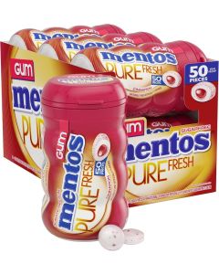 Mentos Pure Fresh Sugar-Free Chewing Gum with Xylitol, Cinnamon Flavor, 50 Pieces per Bottle, Pack of 6