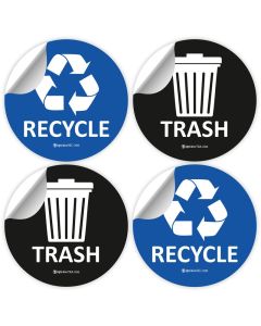IGNIXIA Recycle Stickers for Trash Can Pack of 02 6x6 Inches Large Blue Blue and Black
